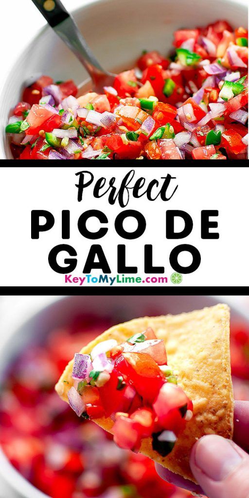 Two images of fresh homemade pico de gallo salsa.