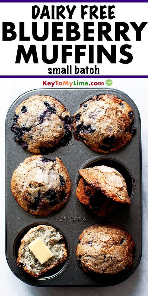 Dairy-free blueberry muffins in a muffin pan.
