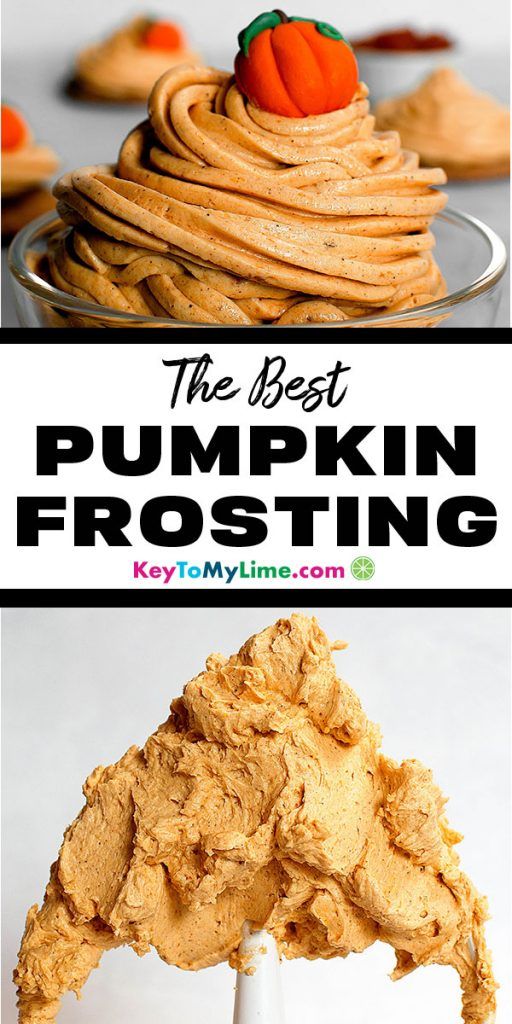 Two images of pumpkin buttercream frosting.
