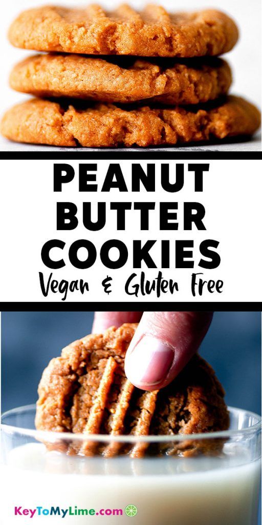 Two images of vegan gluten free peanut butter cookies.