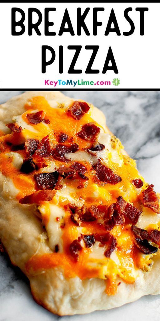 Scrambled egg and bacon breakfast pizza.
