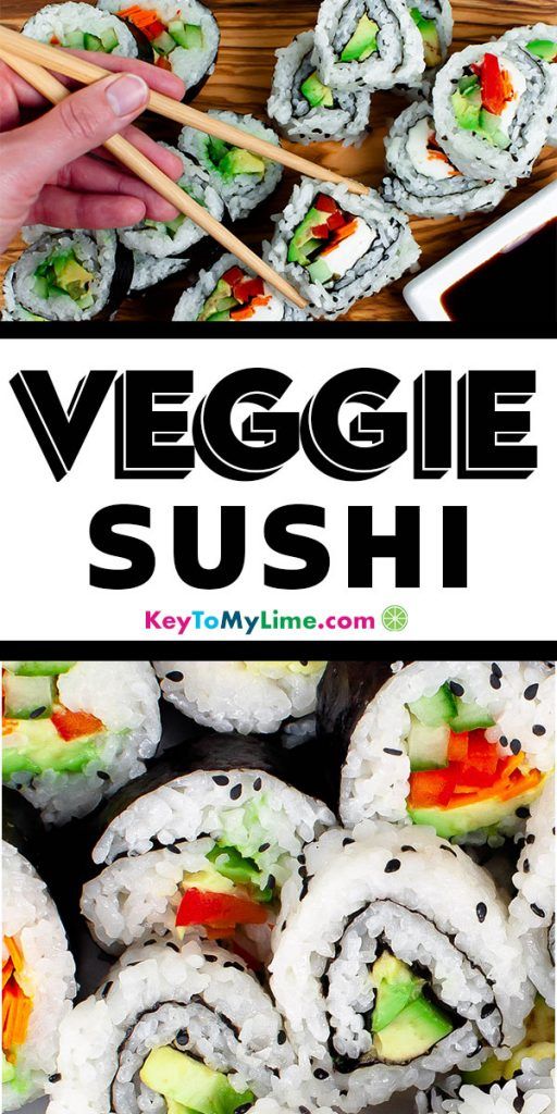 Two images of vegan sushi.