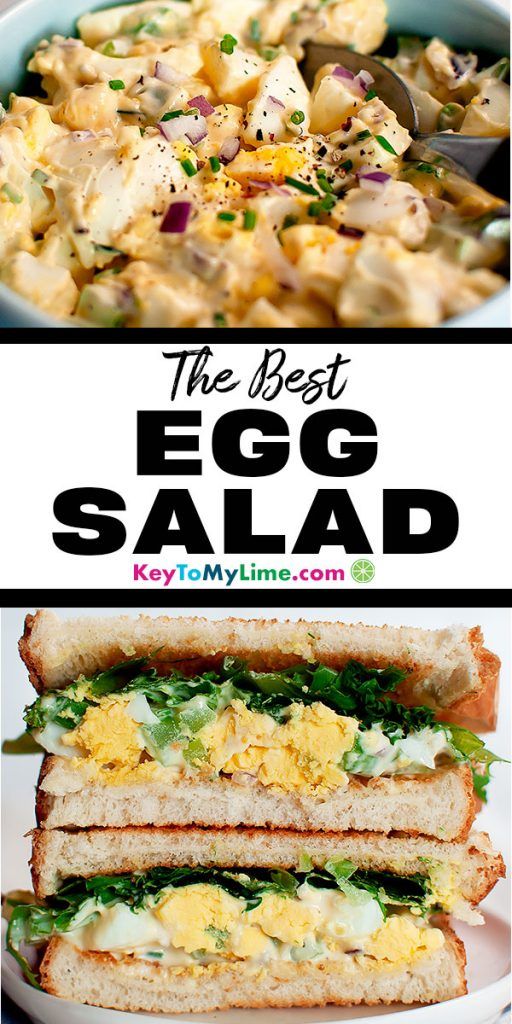 Two images of classic egg salad with celery.