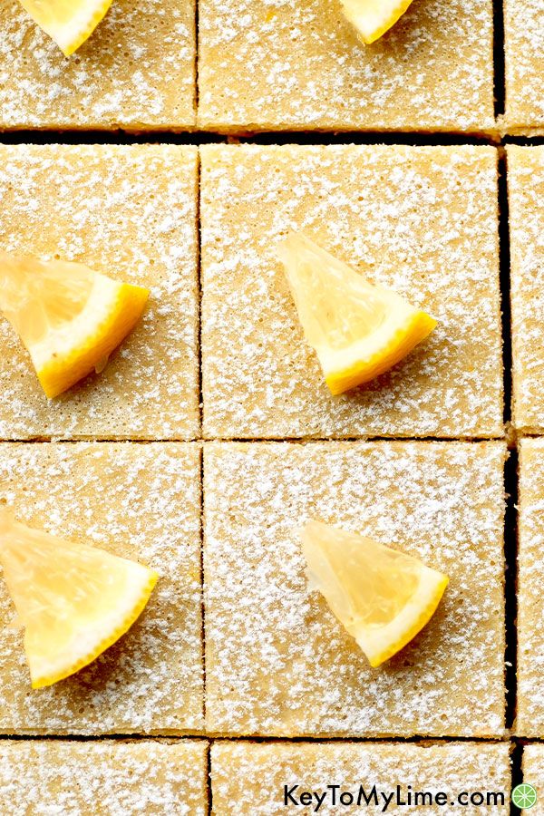 A close up image of keto lemon bars.