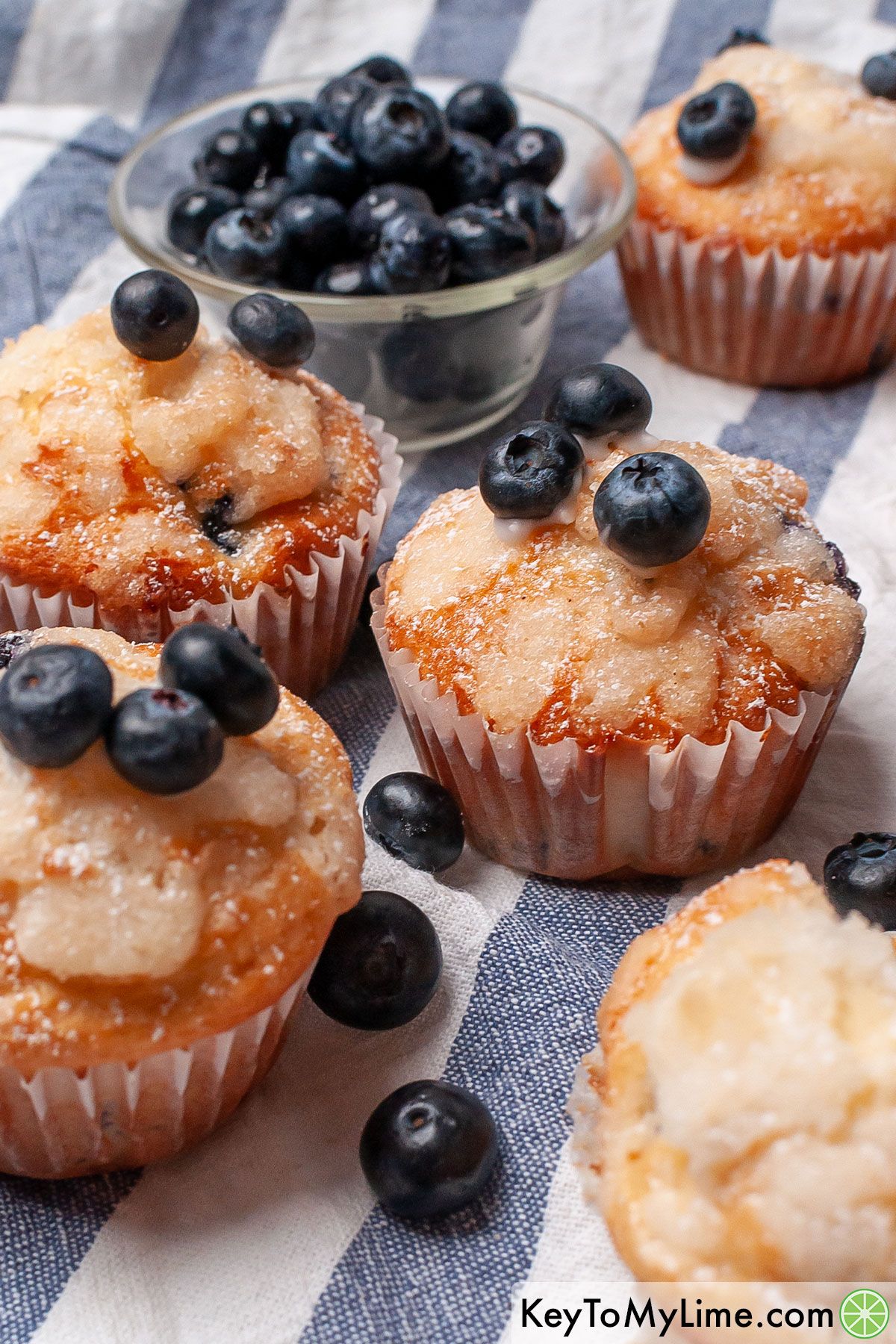 The best Bisquick blueberry muffins with fresh blueberries.