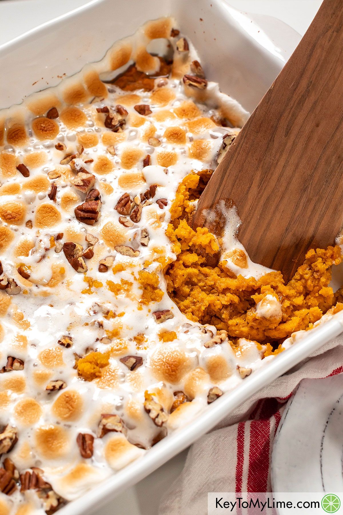 An image showing the texture of sweet potato casserole.